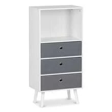 KIWI MOBLEKIT | Wooden Shelves For Storage And Decoration, Cube Or Rectangular Models With Door Or Drawer Options, Modern Auxiliary Furniture For Living Room, Bedroom Or Office - 四層書架 45x29x95 公分 白色和灰色 - 查看 9