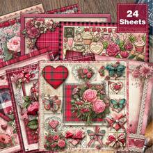 24 Sheets 6*6 Inch Vintage Heart Plaid Pattern, Distressed Paper Texture Scrapbooking Paper, Suitable For Collage, Handmade Origami Projects, Decorative Paper, DIY Paper, Handmade Scrapbook, Bullet Journal, Art Collage | Natural Elements - Square - View 9