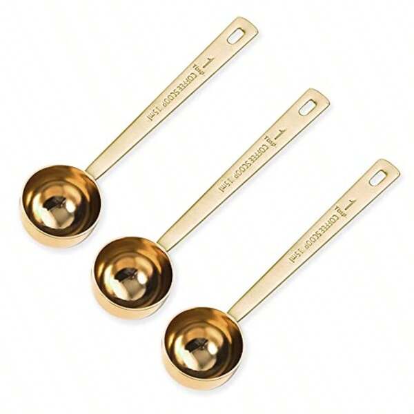 Limited-Time Special Offer 3Pcs Coffee Measuring Scoop Spoons, Stainless Steel Coffee Scoop, Long Handle Tablespoon For Measuring Coffee, Milk Powder, Fruit Powder, Tea, Sugar, Grains, Flour And Protein Gold