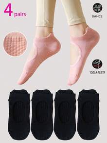 2/4 Pairs Women's Comfortable Pilates Yoga Socks, Sports Socks, Ballet Socks, Multi-Color Options, Suitable For All Seasons - Multicolor - View 13