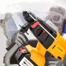 JSD-HOPE 21V Cordless Brushless Impact Drill, 4.0Ah Battery, 3-Mode Function, Rotary Drill Bits Set, Auxiliary Handle, Stepless Speed, Multifunctional Electric Hammer For Home Concrete & Renovation - US A Type Plug(110-127V) - View 4