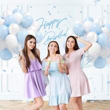 60pcs Blue And White Balloons Set,Clear Pearl White Light Blue Balloons For Bridal Shower Anniversary Graduation Wedding Birthday Party Decorations - Style 1 - View 3