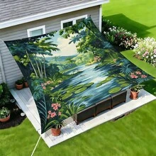 1 pieza Vela de sombra solar cuadrada con estampado geométrico de girasol fresco, adecuada para patio pequeño, piscina, área de ocio al aire libre de villa. Sombrilla de playa, tela de sombra solar para exteriores, toldo de playa, tienda de playa, sombra solar para patio, cenador al aire libre, cenador - Bohemia C - Ver 26
