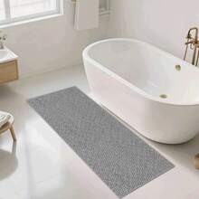 1pc/2pcs/3pcs Multiple Colors Bathroom Floor Mat, U-Shaped And Rectangular Design, Thickened Washable, Bathroom Home Decor, Grey Faux Jute Mat, Bathroom Toilet Edge Mat - E - View 2
