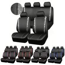9/4pcs Shiny Rhinestone Faux Leather Car Seat Covers, Sequin Crystal Design, Women's Style, Compatible With Airbags, Suitable For Sedan, SUV And Minivan, Full Set For Seats And Headrests - Style a - View 2