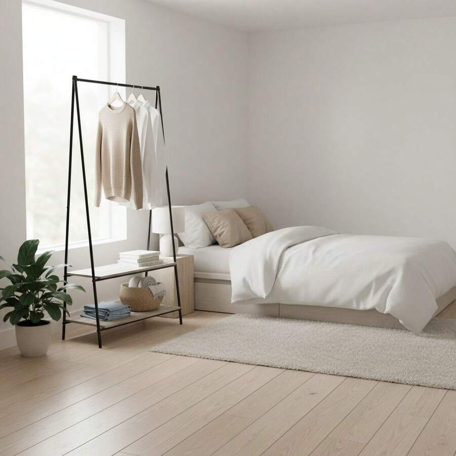 KIWI MOBLEKIT | Free-Standing And Expandable Clothes Racks In Metal And Wood, Clothing With Adjustable Options, With Wheels Or Shelves, Organizers For Bedroom, Entryway And Home - 黑色置物架 80x40x160厘米 - 查看 1