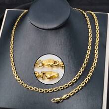 2pcs Simple 14K Gold Plated U-Shaped Necklace Bracelet Jewelry Set For Men Women Daily Party Wear - Gold - View 7