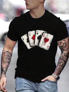Men's Casual Printed Short Sleeve Shirt T ... - 白色 - 查看 6
