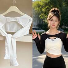 2pcs Summer Versatile Solid Color Shoulder Sleeve Covers, Comfortable Fitted Short Bolero Fake Collar, Office Wear Or Campus Style Fashionable Elegant Sleeve Collar, Black, Long Sleeve, Suitable For Daily Wear - Raglan Sleeve Two-pack - View 13