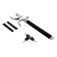 YISSALE U-förmiges, teleskopierbares Lenkradschloss mit Not-Fensterbrecherhammer, 3 Schlüsseln und verstellbarer Länge, für Limousinen, SUVs, LKWs, Wohnmobile und Geländewagen – Diebstahlsicherung und Fluchtmöglichkeit - Silber+Schwarz - Übersicht 5