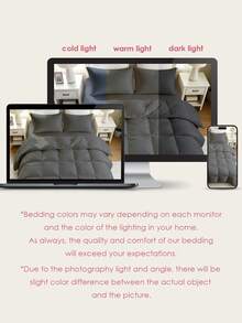 HONEYMOON 2/3pcs Plaid Quilted Comforter (Summer Thin Quilt) Set (2pcs Set = 1 Quilt + 1 Pillowcase; 3pcs Set = 1 Quilt + 2 Pillowcases) - 100% Polyester Fabric With Square Stitching, Lightweight & Cool, Soft & Breathable, Down Alternative Bedding, Pillowcases Without Filling, Machine Washable, Super Comfortable For Summer, Suitable For Sweaty People To Stay Cool - T F Q K Sizes For Home And School Dorms, Back To School Essential, Dark Gray - Dark Grey - View 9