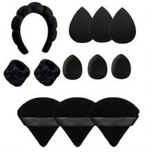 RANCAI 12/23pcs SPA Facial Care Headband & Wristband Set, Includes Makeup Sponge, Triangle Powder Puff, Facial Powder Puff And Finger Powder Puff Makeup Set - Multicolor - View 12