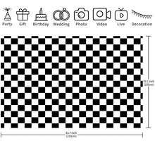 Black And White Checkered Birthday Party Decoration Backdrop Banner - Theme Party - Perfect Decoration - Bedroom Tapestry - Photo Background - Photography Prop - Multicolor - View 11