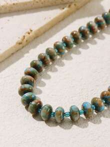 1pc Fashion Minimalist Gradient Resin Bead & Colorful Seed Bead Short Necklace For Women Daily Wear - Beaded Necklace - View 7