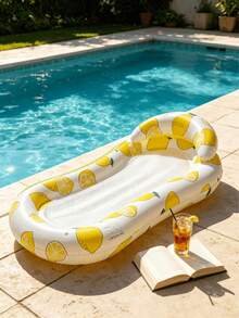 1pc Inflatable Water Float, Lemon And Watermelon Elements, PVC Material, Adult With Pillow Mesh, Inflatable Style, Water Float, Pool Float, Water Hammock, Water Lounge Chair, Outdoor Pool, Beach, Lake Vacation, Sunbathing, Party Water Play, 2026 Summer Viral Hot Item, Outdoor Cooling Gadget - Multicolor - View 4
