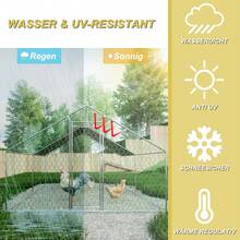 3x4x2m Outdoor With Lock And Waterproof PE Fabric, Metal Outdoor Chickens, Rabbits And Other Small Animals - Grey - View 3