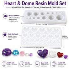 Round & Heart-Shaped Silicone Resin Mold For Gemstone Earring And Jewelry Making - Perfect For Creating Unique Gemstone Designs, Jewelry Making | Decorative Earrings | Glossy End, Jewelry Casting Supplies, Resin Silicone Mold For Jewelry - Silicone Mold - View 2