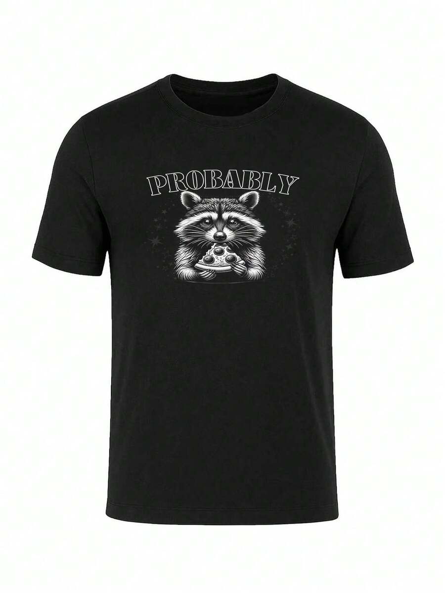 Men Retro Athletic Print T-Shirt Cotton Tee - 黑色 - 查看 1