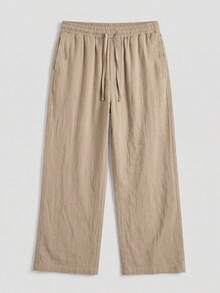 Men's Solid Color Drawstring Waist Casual Versatile Daily Travel Long Pants - Apricot - View 7