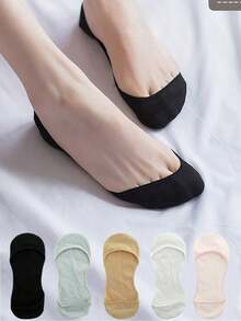 Women's Ultra-Invisible Thin Silicone Non-Slip Low-Cut Solid Color Socks, Suitable For Summer Pairing With High Heels And Loafers - Multicolor - View 4
