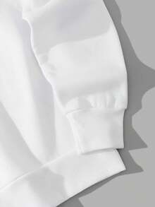 SU ER Men's Casual Crew Neck Sweatshirt, Autumn/Winter, Street Style Essential - White - View 9