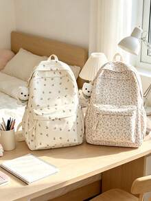 6pcs/1pc Soft Fabric Backpack Set, Macaron Color Floral Forest Fresh Style Soft Girl Backpack, Lightweight Casual Daily Use Bag, Suitable For Teenage Girls And Women, Multi-Functional School Bag, Applicable For Campus Daily Commute, Spring/Summer/Autumn Travel - Multiple Styles - View 5