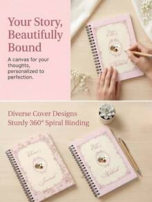 Customized Pet Photo Notebook, Crushed Flower Vintage Border, Cat And Dog Head Coil Notebook, Can Print Personalized Name, Pet Owner's Commemorative Gift, Girl-Style Student Stationery, Back-To-School Gift - Multicolor - View 5
