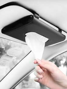 1pc PU Car Sunshade Makeup Pad Swab Storage Box, Car Tissue Holder, Portable Car Tissue Box - A - View 6