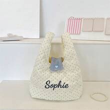 客製化刺繡迷你絎縫托特包，柔軟加厚手提小包，適合收納口紅、耳機、鑰匙，旅行與日常收納，送給女孩的可愛禮物 - 彩色 - 查看 16