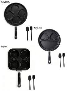 MiLaiWP [Stainless Steel Healthy Fryer] Stainless Steel Fryer 4-Hole Pancake Pan - Healthy Cooking, Indoor/Outdoor Use, No Power Required, Suitable For Induction Cooktop, Kitchen Pot (Black) - View 7