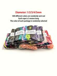 500 Colors, 5Pcs/10Pcs/15Pcs 3 Meters Length Each, Multi-Functional Outdoor Rope, Handmade DIY Braided Rope, Bracelet Strap Rope, Pet Leash Dog Rope Dog Collar Rope - Multicolor - View 2