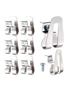 1 Set Of 6 Pieces, 3 Hooks + 3 Screws, Stainless Steel Belt Clip Hooks, Rust-Proof Metal Power Tool Holder, Power Tool Storage - Silver - View 1