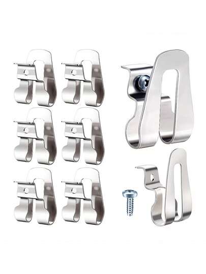1 Set Isi 6 Buah, 3 Kait + 3 Sekrup, Kait Klip Sabuk Stainless Steel, Tempat Penyimpanan Perkakas Listrik Logam Anti Karat, Penyimpanan Perkakas Listrik