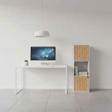 KIWI MOBLEKIT | Wooden Shelves For Storage And Decoration, Cube Or Rectangular Models With Door Or Drawer Options, Modern Auxiliary Furniture For Living Room, Bedroom Or Office - 三格書架 30x29x87.5 公分 白色 - 查看 9