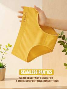 4pcs Seamless Mid-Waist Panties, Maillard Color Comfortable High Elasticity Triangle Briefs - Multicolor - View 4