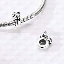 1pc S925 Sterling Silver Cute Pet Animal Spacer Bead, Cat Puppy Elephant Sloth 3D Lying Pose, With Adorable Engraving And Enamel Details, Comes With Exquisite Gift Box, Anti-Slip Positioning Design, Compatible With Basic Bracelets, Suitable For Handmade DIY Jewelry Making And Gifting - Multicolor - View 7
