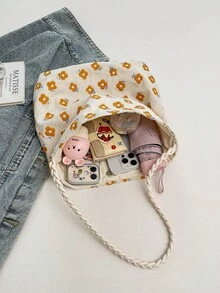 Slouchy Fairy Floral Canvas Tote Bag For Women 2026 New Fashion Lace Large Capacity Shopping Bag - Multicolor - View 11