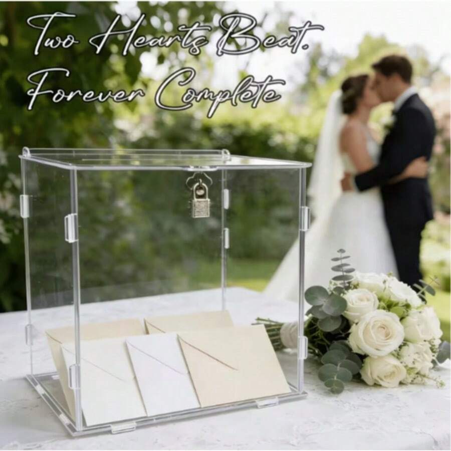 Acrylic Wedding Card Box With Lock, High Transparency Detachable Storage Box For Collecting Blessing Envelopes At Wedding Venue - 1PC - View 1