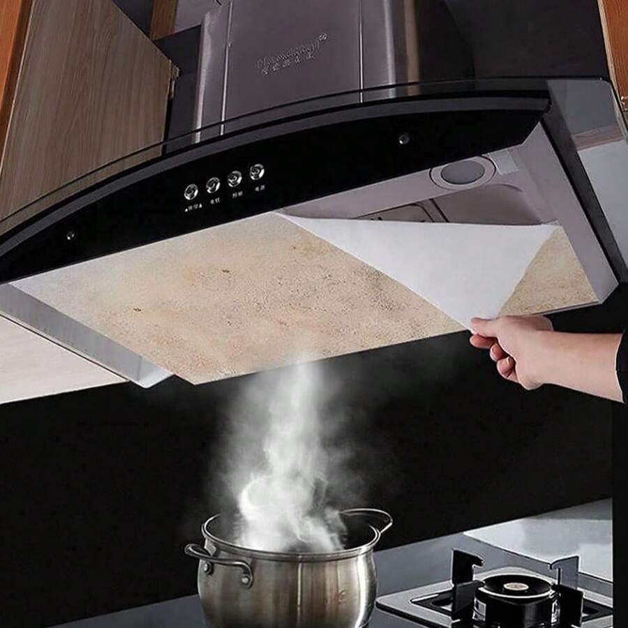 White Multi-Function Kitchen Range Hood Oil Baffle/Oil Filter/Disposable Oil Absorbing Film (5m X 0.46m) - Heat Resistant & Oil-Proof; Can Be Cut To Fit Various Range Hood Sizes; Suitable For Home Use.