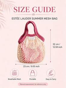 Estée Lauder Summer Mesh Bag 23*32cm, Hollow Breathable Woven Mesh, With Smooth Lining, Perfect For Storing Makeup, Suitable For Personal Use Or As A Gift - White - View 4