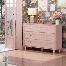 Scalloped Dresser For Bedroom Girls Organizer Storage With Drawers, Pink 6 Drawer Dresser Modern Wide Chest Of Drawers, Fluted - Pink - View 5