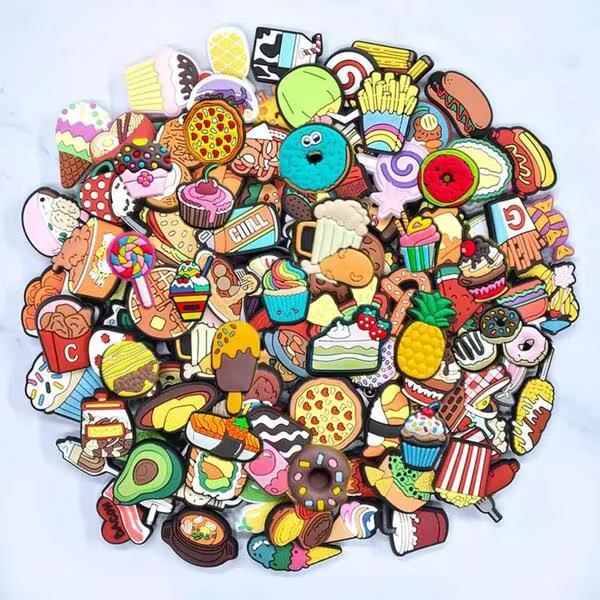 30 Random Cute Ins Fast Food Shoe Charms, Premium Odorless Glossy PVC, Multi-Functional Ornaments For Girls Casual Outfits