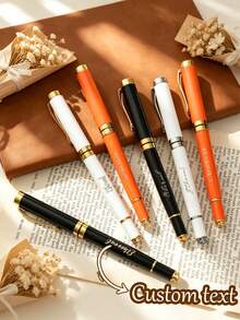 Metallic Texture Customizable Neutral Pen, Supports Personalized Name Text On Pen Body, Gilded Pen Clip For High-End Sophisticated Look, Smooth Writing Without Ink Interruption, Suitable For Business Office And Student Daily Writing, Corporate Gift, Holiday Souvenir Customization, Premium Quality And Versatile - Sets - View 7