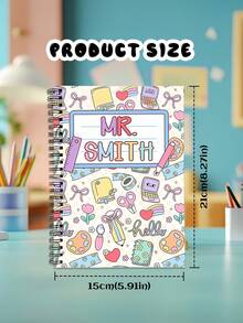 Cuaderno personalizado para maestros (se puede imprimir el nombre), personalizado, único, personalización exclusiva, adecuado para empleados, clientes, estudiantes, uso en negocios/trabajo/oficina/escuela - Multicolor - Ver 4