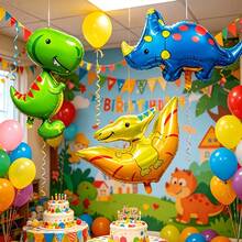 3pcs Large Q-Version Dinosaur Cartoon Foil Balloon Set, Suitable For Jurassic Theme Party Decoration - View 6