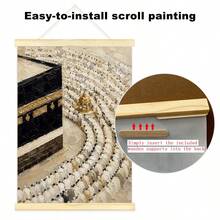 1 pezzo cartellone su tela astratto di architettura islamica con cornice/senza cornice, stampa artistica da parete con paesaggio di moschea araba in stile boho, decorazione per festival, pittura a rotolo religiosa per sala da preghiera, soggiorno, camera da letto, decorazione moderna per la casa - A - Visualizzare 4