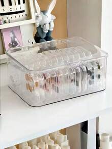 1/2pcs Desktop Storage Box, Flip-Top Phone Case Storage Box, Dust-Proof Drawer Storage Box, Tea Set Organizer Box, Plus 6pcs Drawer Storage Box, Suitable For Refrigerator Storage, Accessory Organizer, Kitchen Tools, Cosmetic Organizer, Back To School Supplies, Paired With 5pcs Bracelet Storage Box, Organizer And Display Box For Bracelets, Dust-Proof And Anti-Oxidation - Multicolor - View 3