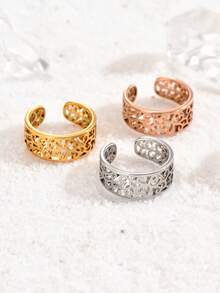 3pcs/1pc Elegant Bohemian Hollow Adjustable Wide Opening Toe Rings, Silver/Gold/Rose Gold Stainless Steel Women's Toe Rings, Suitable For Daily, Holiday, Beach Vacation Outfit Accessories - Toe Ring - View 9