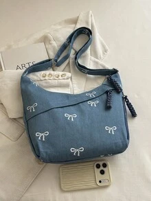 2025秋冬新款韓式時尚百搭豹紋個性單肩腋下包女款斜挎手提包 - 淺藍色 - 查看 3