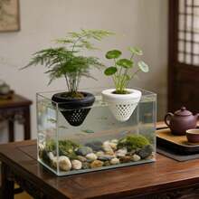 1pc Floating Aquarium Plant Pot, Suitable For Fish Tank Decoration, Hanging Grid Cone-Shaped Planting Pot, Lightweight Hanging Aquatic Plant Decor, Fish Tank And Aquarium Accessories - Multicolor - View 1